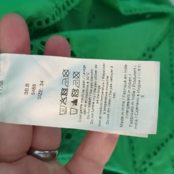 Ganni Backless Shereed Broderie Anglese Kelly Green Smocked Eyelet Midi Dress - Picture 13 of 13